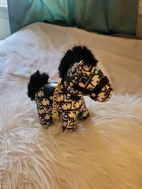 Inspired Monogram Pony Keychain/Bag Charm - Black & Cream